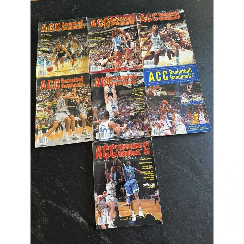 Vtg ACC Basketball Handbooks 1988–1995 Lot (7) UMI NCAA UNC Duke Preseason Guide